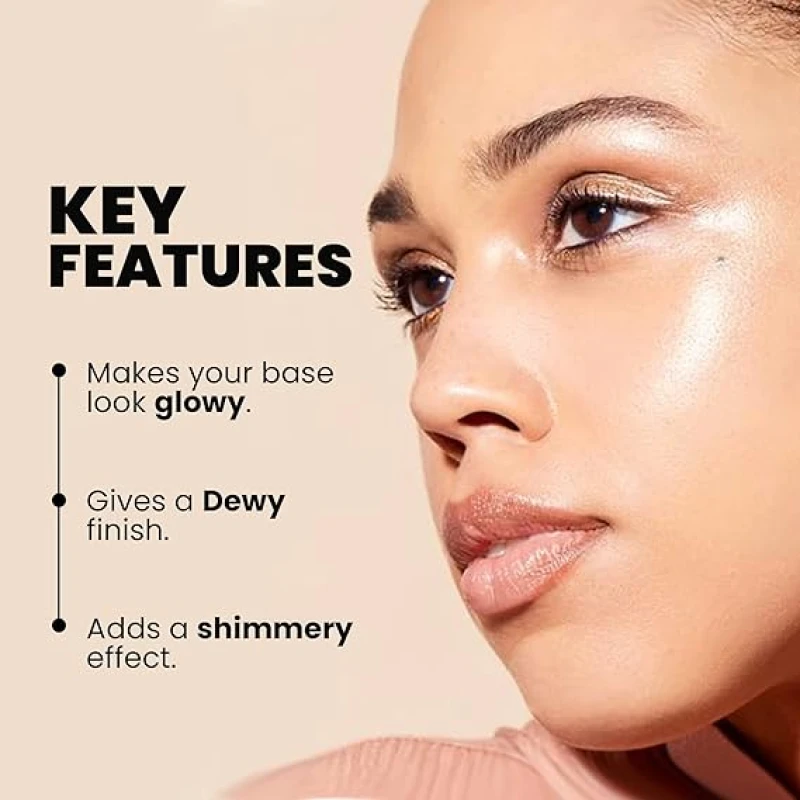 MARS Illuminati Base Dewy Primer with Highlighter | Glowy Dewy Primer for Face Makeup | Natural Finish (45ml) (GOLD) - Thumbnail 5
